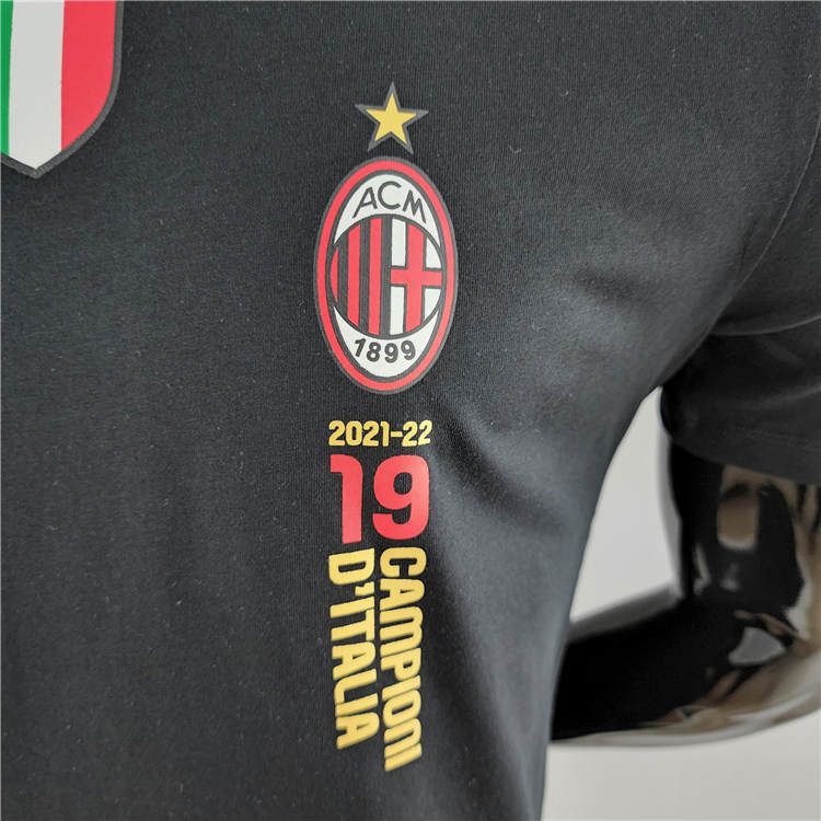 21-22 AC Milan Champion Black T-Shirt - Click Image to Close